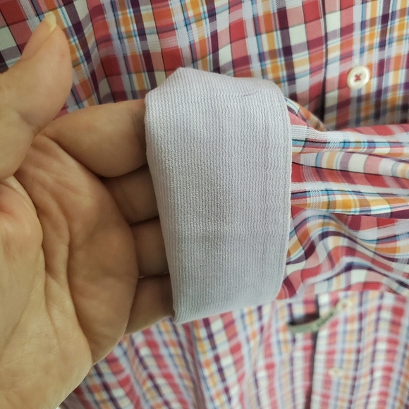 Bugatchi Uomo Dress Shirt Mens Large Tall Multicolor Check Flip Cuff Classic Fit - Picture 4 of 8
